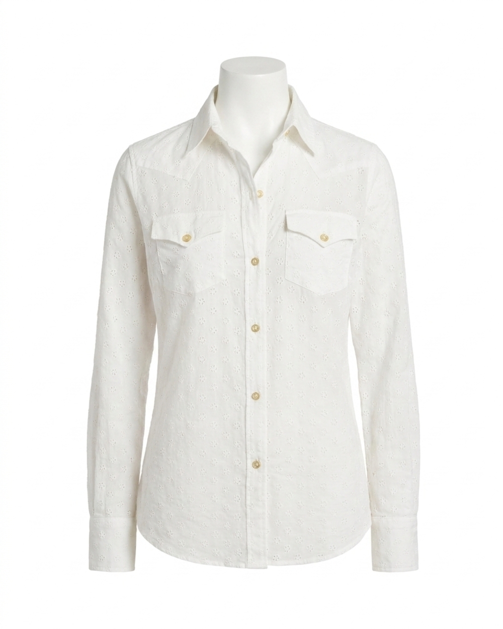 NEW ANN MASHBURN western shirt in white eyelet